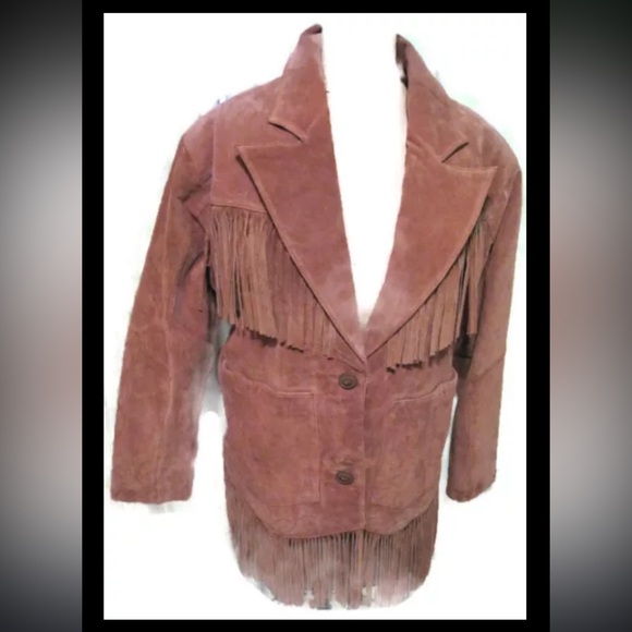 Suede Fringe Jacket Blazer Small Cayenne Tan Brown trending - Picture 1 of 11